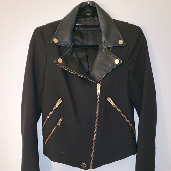 Zara mixed material moto style jacket - Picture 2 of 8